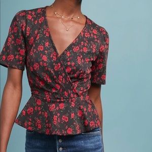 Anthropologie Meadow Rue Heartland Floral Peplum Top